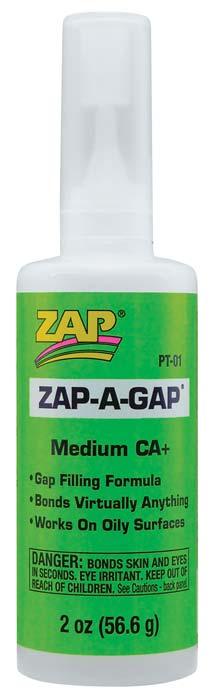 Zap PT01 Adhesives Zap-A-Gap CA+ Glue 2 oz - PowerHobby