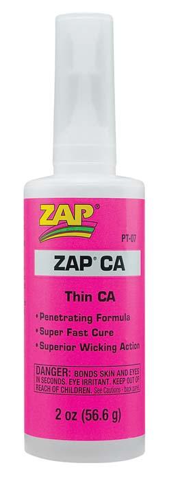 Zap PT07 Adhesives CA Glue Thin 2 oz Bottle - PowerHobby