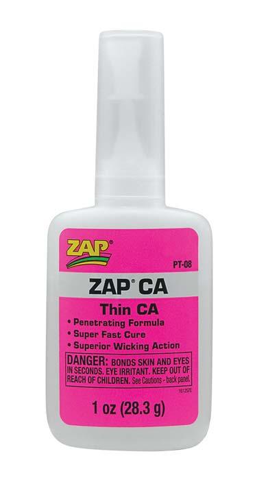 Zap PT08 Adhesives CA Glue Thin 1 oz Bottle - PowerHobby