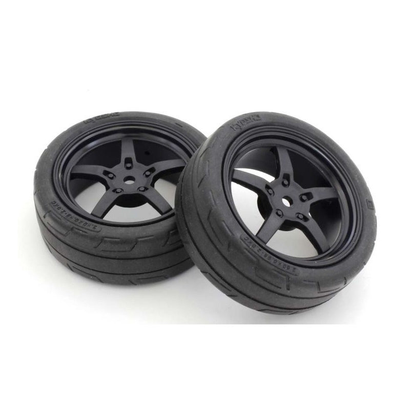 Kyosho KYOFATH705BKM Glued TC Tire FZ02 (M/5-S Racing Wheel/BL/2p) FATH705BKM - PowerHobby