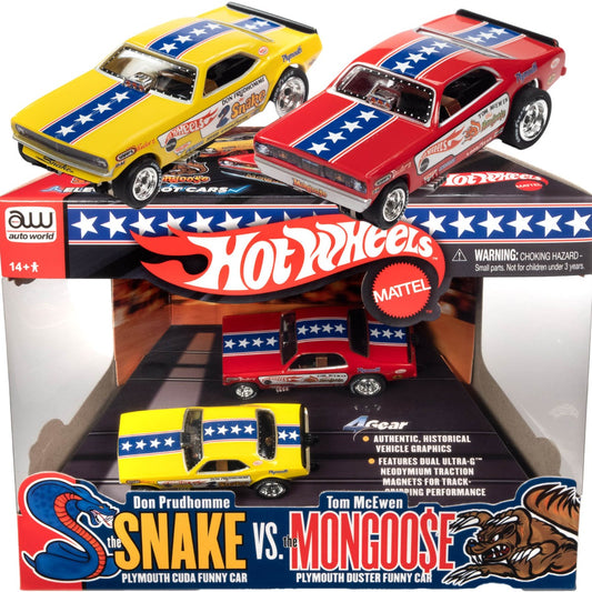 Auto World Hot Wheels Snake VS Mongoose 2 Pack HO Slot Cars for AFX SC2PK001 4Gear - PowerHobby
