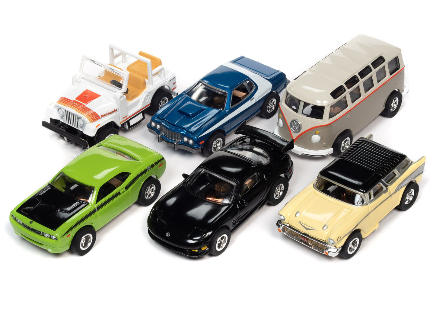 Auto World Xtraction R34 12 Cars Nomad Volkswagen Torino Challenger Jeep Slot - PowerHobby