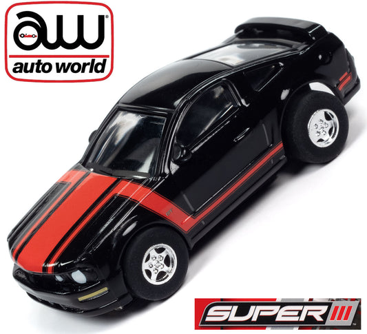 Auto World Super III 2005 Ford Mustang GT Black HO Scale Slot Car SC383 - PowerHobby