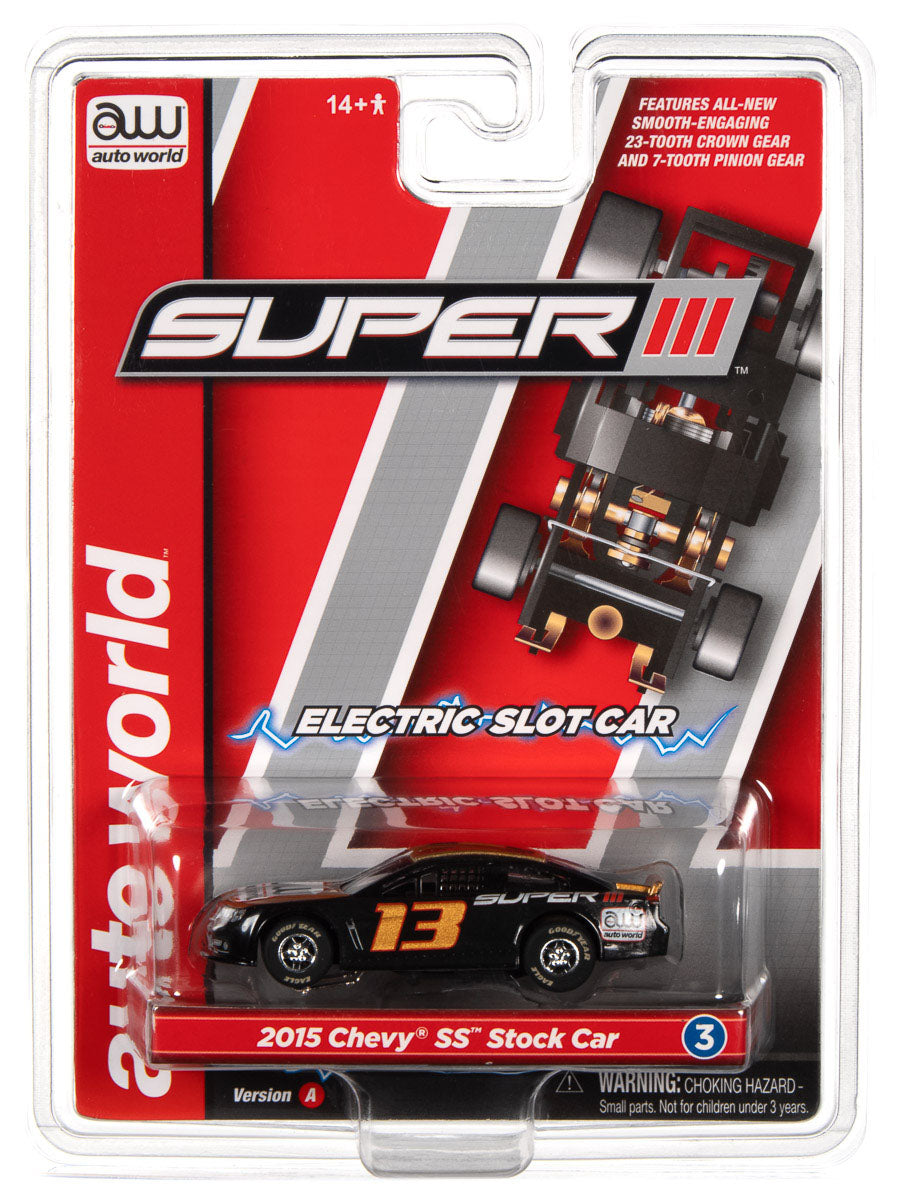 Auto World Super III 2015 Chevy SS Stock Black Nascar HO Scale Slot Car SC383 - PowerHobby
