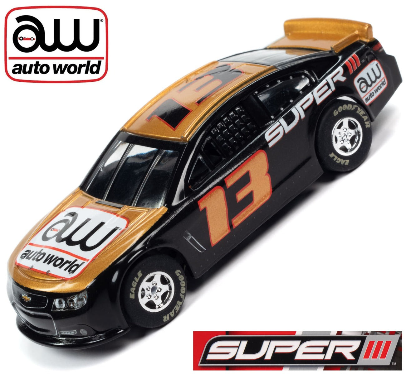 Auto World Super III 2015 Chevy SS Stock Black Nascar HO Scale Slot Car SC383 - PowerHobby
