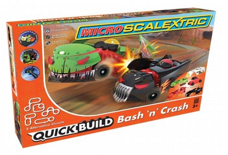 Scalextric G1116T 1/64 Micro QUICK BUILD Bash 'n' Crash Slot Car Set - PowerHobby