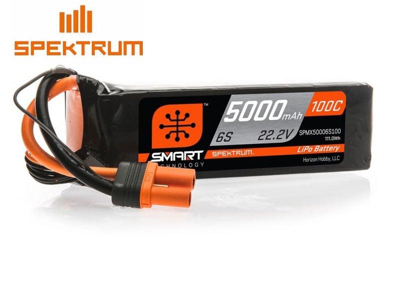 Spektrum SPMX50006S100 22.2V 5000mAh 6S 100C Smart LiPo Battery IC5 - PowerHobby