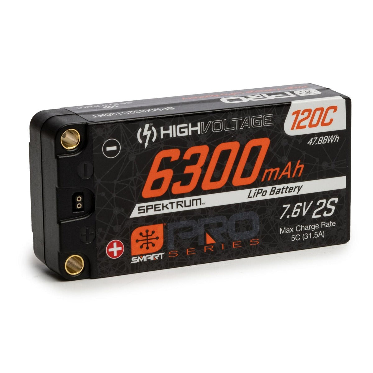 Spektrum 7.6V 6300mAh 2S 120C Smart Pro Race Shorty Hardcase LiHV Battery 5mm - PowerHobby