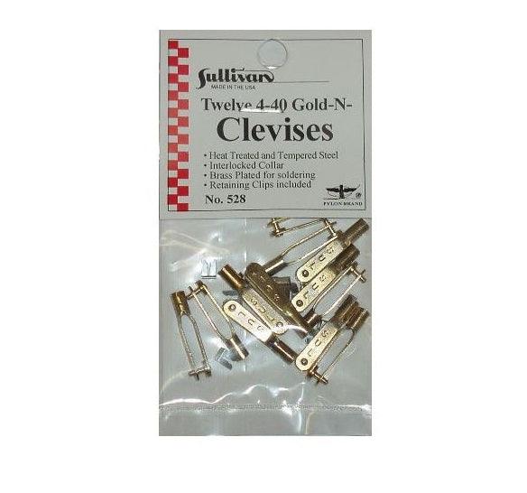 Sullivan 528 4-40 Gold-N-Clevises (12) - PowerHobby