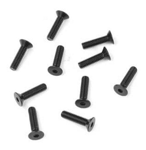 Tekno TKR1303 M2.5x10mm Flat Head Screws (Black, 10pieces) EB410 - PowerHobby