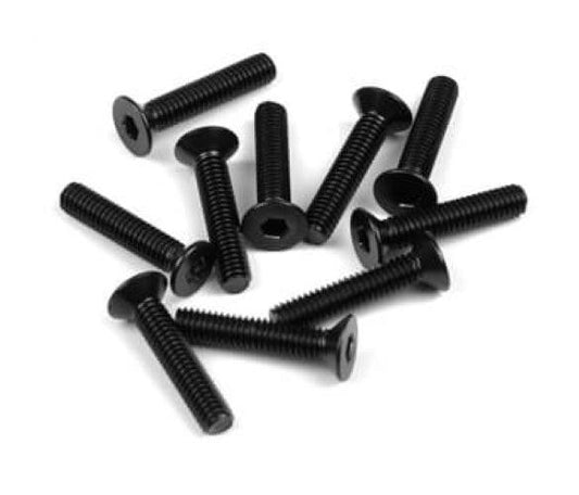 Tekno TKR1349 M4x20mm Flat Head Screws (Black, 10pieces) EB48 ET48 NB48 - PowerHobby