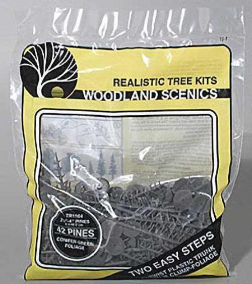 Woodland Scenics TR1104 N/HO Pine Trees 2-1/2x4" (42) Train Scenery - PowerHobby