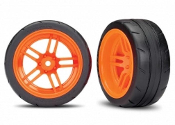Traxxas 8374A 1.9" Mounted Tires / Wheels Orange Rear 4-Tec Ford GT - PowerHobby