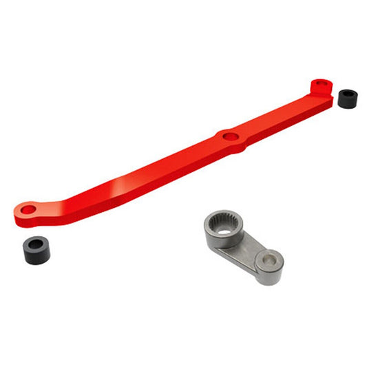 Traxxas 9748-RED TRX-4M Aluminum Steering Link w/Metal Servo Horn / Spacers (Red) - PowerHobby