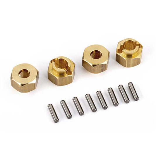 Traxxas 9750X TRX-4M Brass Wheel Hubs 7mm Hex (4) w/ Axle Pins (8) - PowerHobby