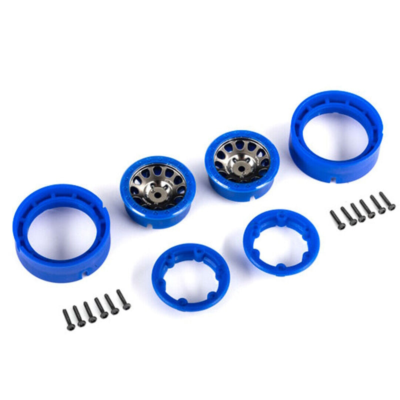 Traxxas 9781-BLKBL TRX-4M Method Race Wheels 1.0" - 105 Beadlock Blue (2) - PowerHobby