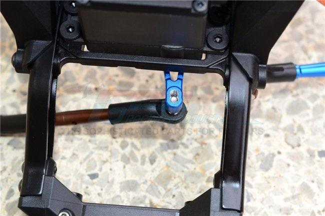 GPM ALUMINUM SERVO HORN WITH SPRING STEEL STEERING LINKS TRAXXAS TRX-4 BLUE - PowerHobby
