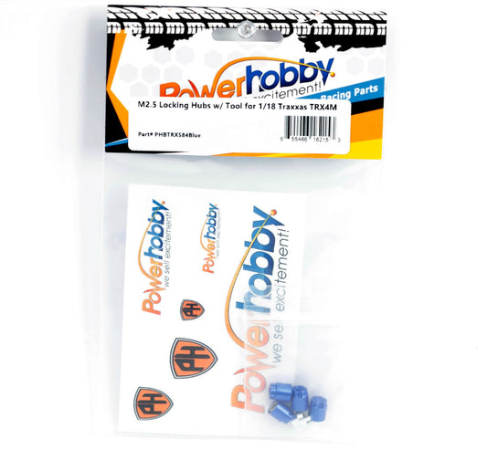 Powerhobby M2.5 Locking Hubs w Tool (4) FOR Traxxas TRX-4M Blue TRX4m - PowerHobby