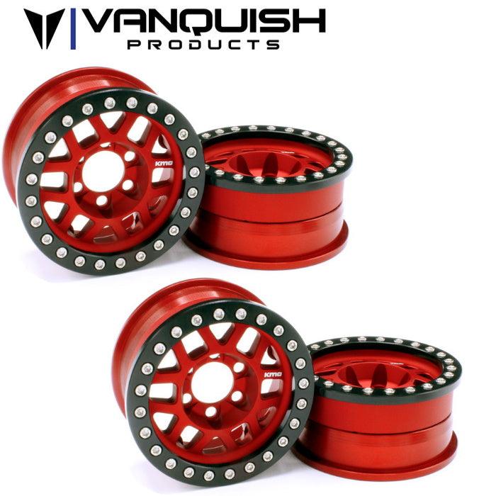 Vanquish VPS07744 KMC 1.9 XD229 Machete V2 Red Anodized Wheels (4) Rock Crawler - PowerHobby