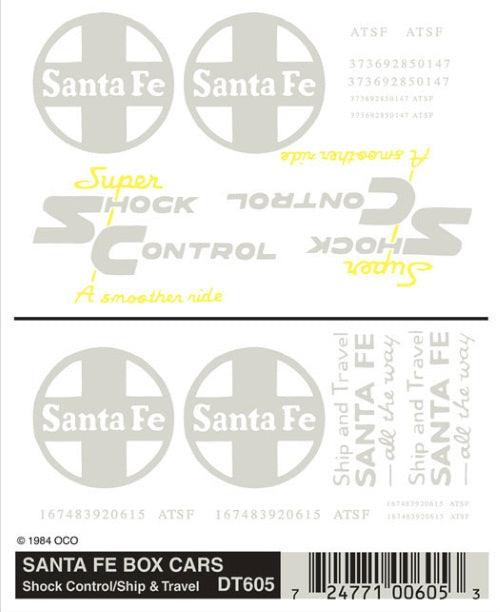 Woodland Scenics DT605 HO Scale Santa Fe Box Cars Decal (1 Sheet) - PowerHobby